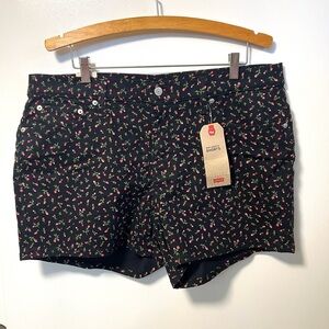 Levi's Rosebud Print Mid-length Black and Red Jean Shorts Size 34